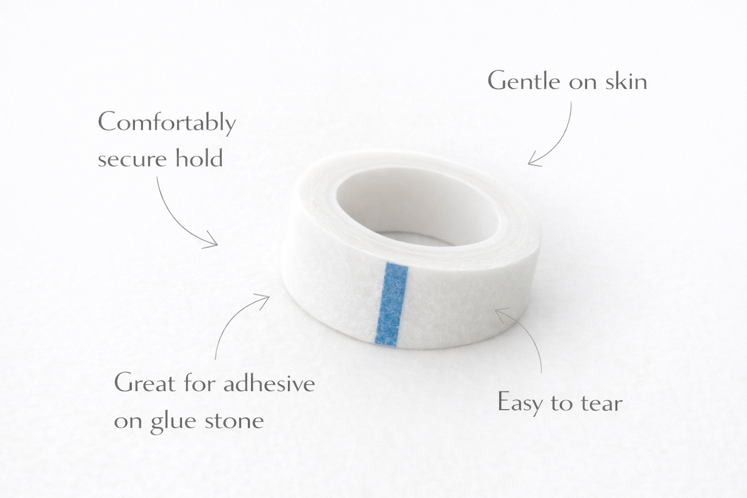 Non-Woven Lash Tape is a versatile tape designed to assist lash artists during lash extension applications by improving visibility and lash isolation and for glue stones