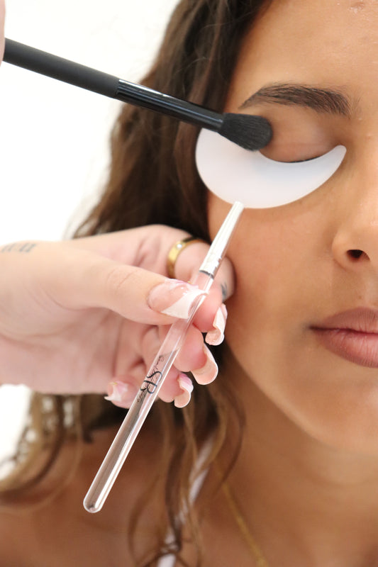 lash shields protecting lash extensions during eye makeup application