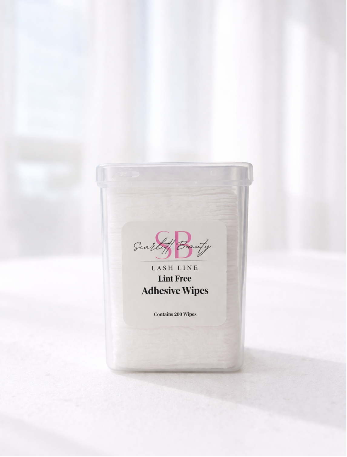 Lint-Free Adhesive Wipes are designed to keep lash adhesive bottles, tools, and work surfaces clean during lash extension treatments.