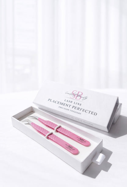 Diamond grip lash extension tweezer duo- isolation and boot tweezers