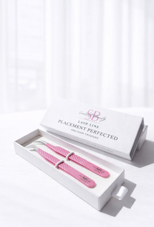 Diamond grip lash extension tweezer duo- isolation and boot tweezers