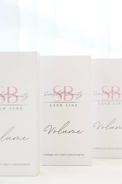 Scarlett Beauty Volume Cashmere Lash Extensions Trays- matte black cashmere lashes for handmade volume and custom sets for professional lash artists
